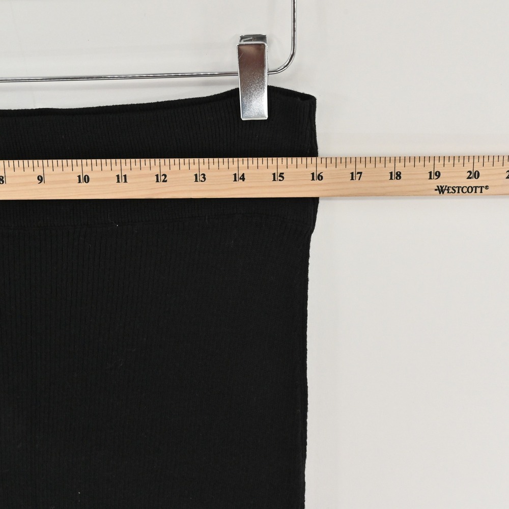Free People Ribbed Knit Midi Skirt Womens Size M Black Stretch Minimalist Cotton - Picture 4 of 13